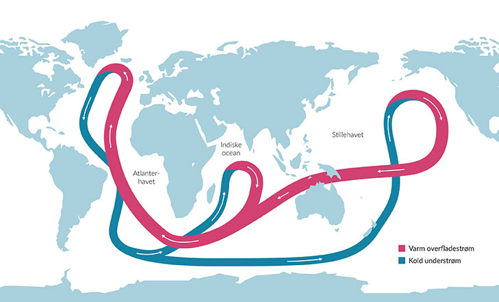 De globale havstrømme har stor betydning for Jordens klima.