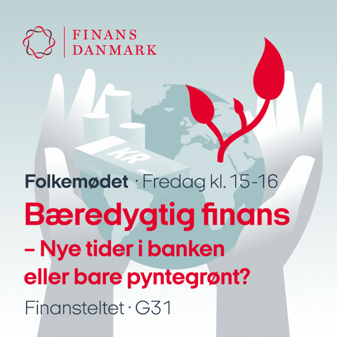 Animated gif for Finance Denmark with hands holding a globe and a grwing plant that illustrates sustainability